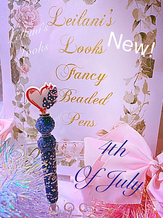 Beaded Pens , July 4th , Fancy pens, Acrylic beads, rhinestones pens, journal pens, gift ideas, Fourth of July