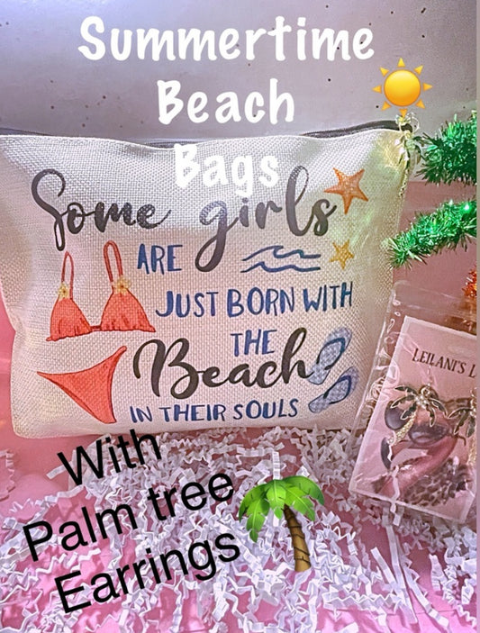 Beach Themed Tote Bag with Fun Graphics