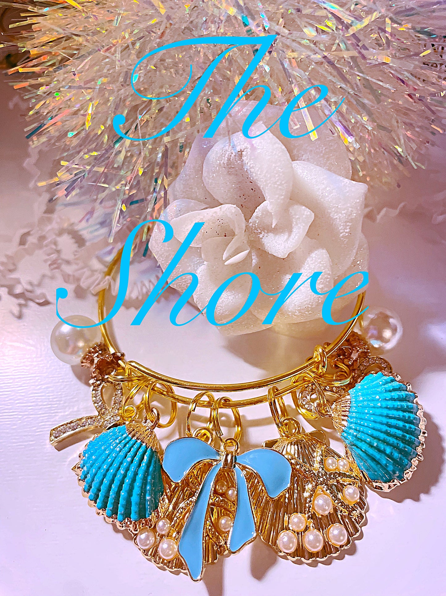 Summer gold charm bangle bracelet