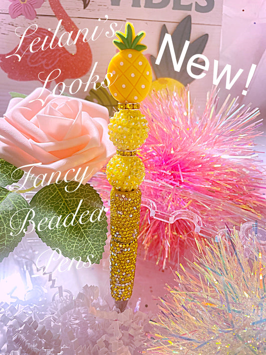 Yellow Pineapple Beaded Pen