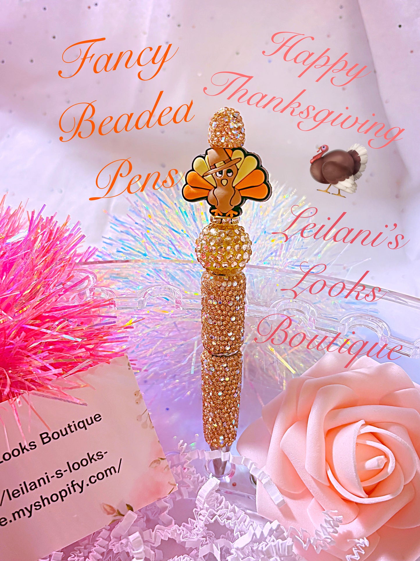 Thanksgiving fancy pens/Fancy Beaded Pens, Fancy pens, Acrylic beads, rhinestones pens, journal pens, gift ideas